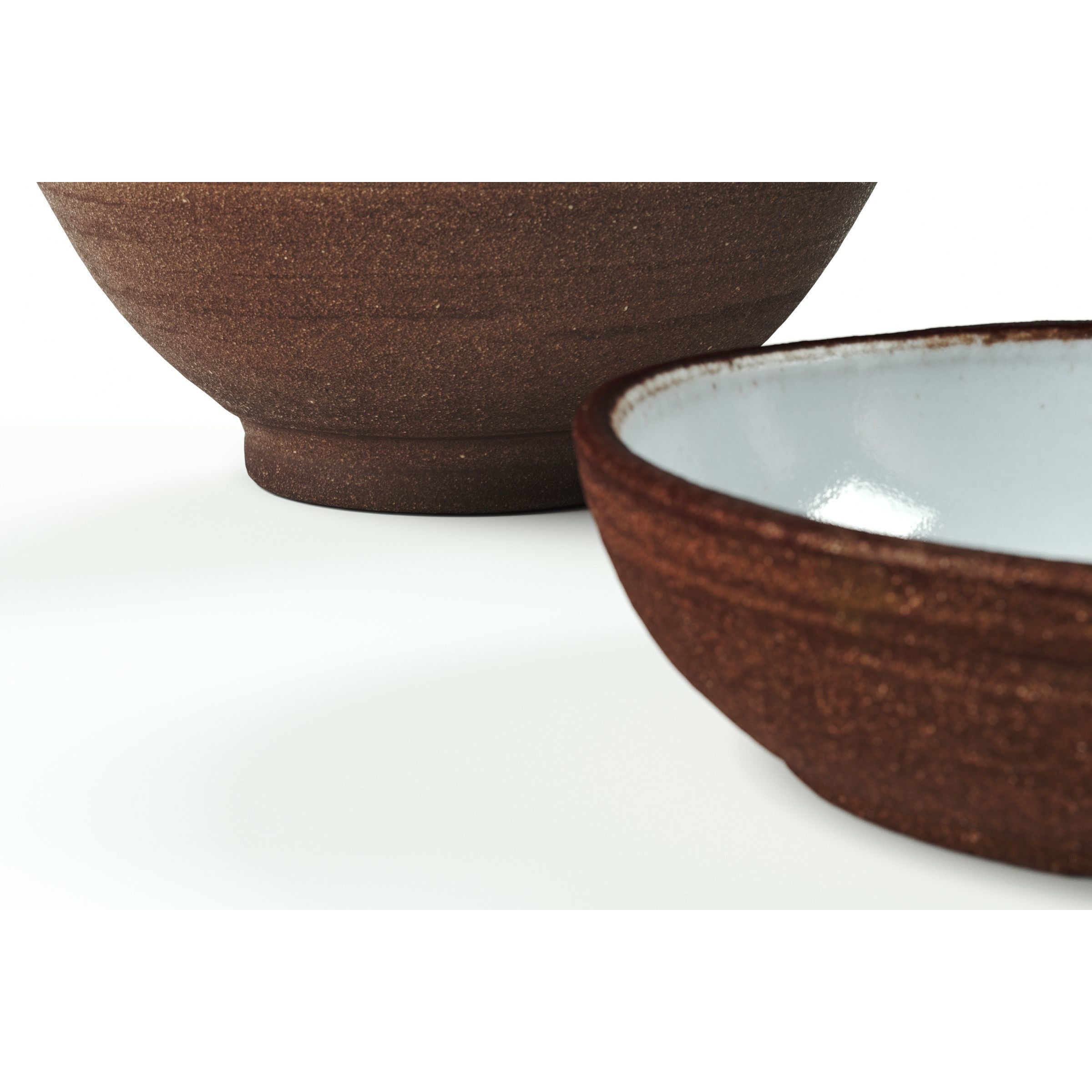 Red Clay Ceramic Bowls - Game-Ready 3D Model - View 6