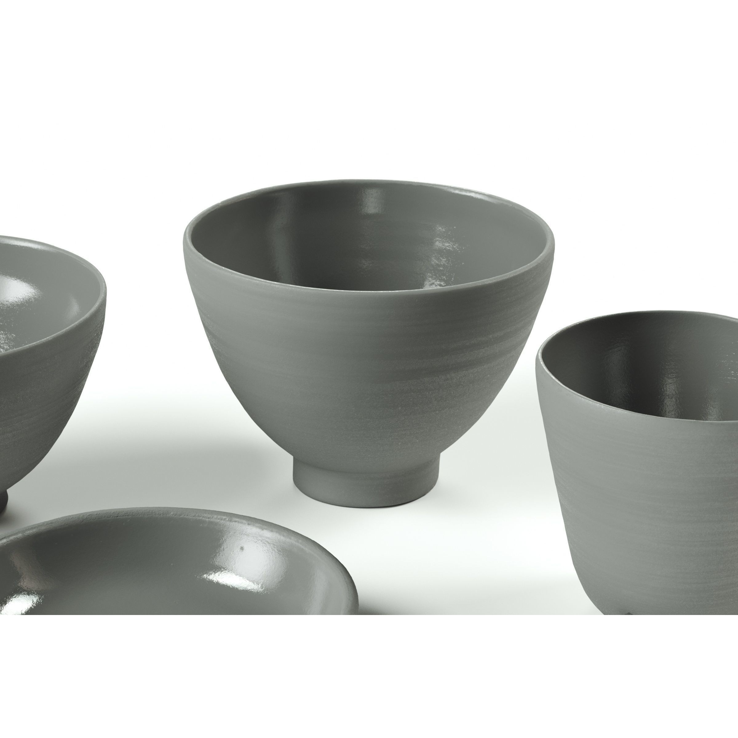 Red Clay Ceramic Bowls - Game-Ready 3D Model - View 7