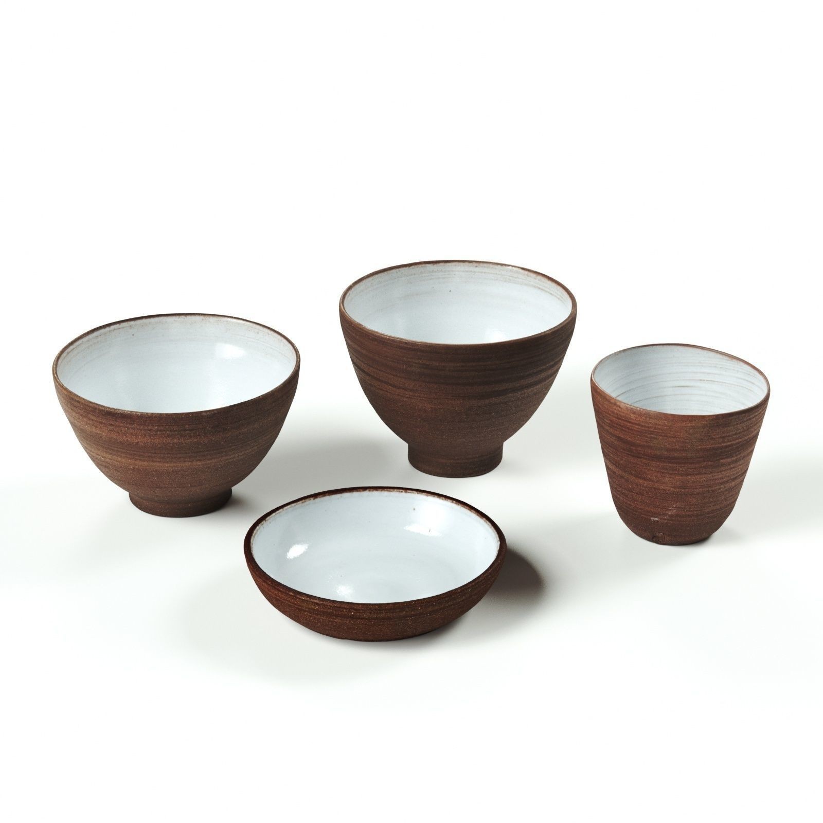 Red Clay Ceramic Bowls - Game-Ready 3D Model - View 8