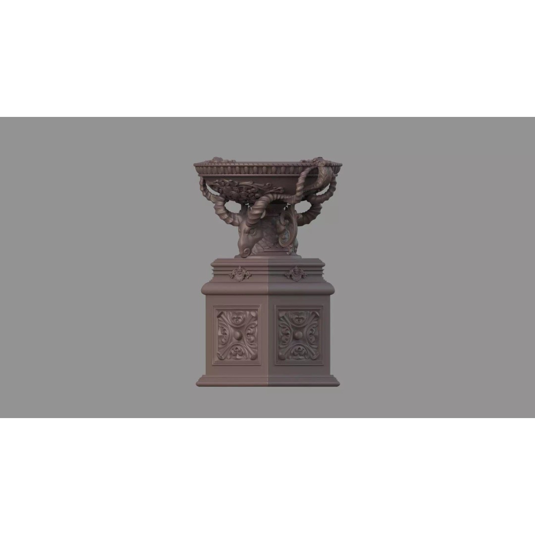 Classic Vase 3D Model – Baroque Style Decorative Planter, FBX - View 13