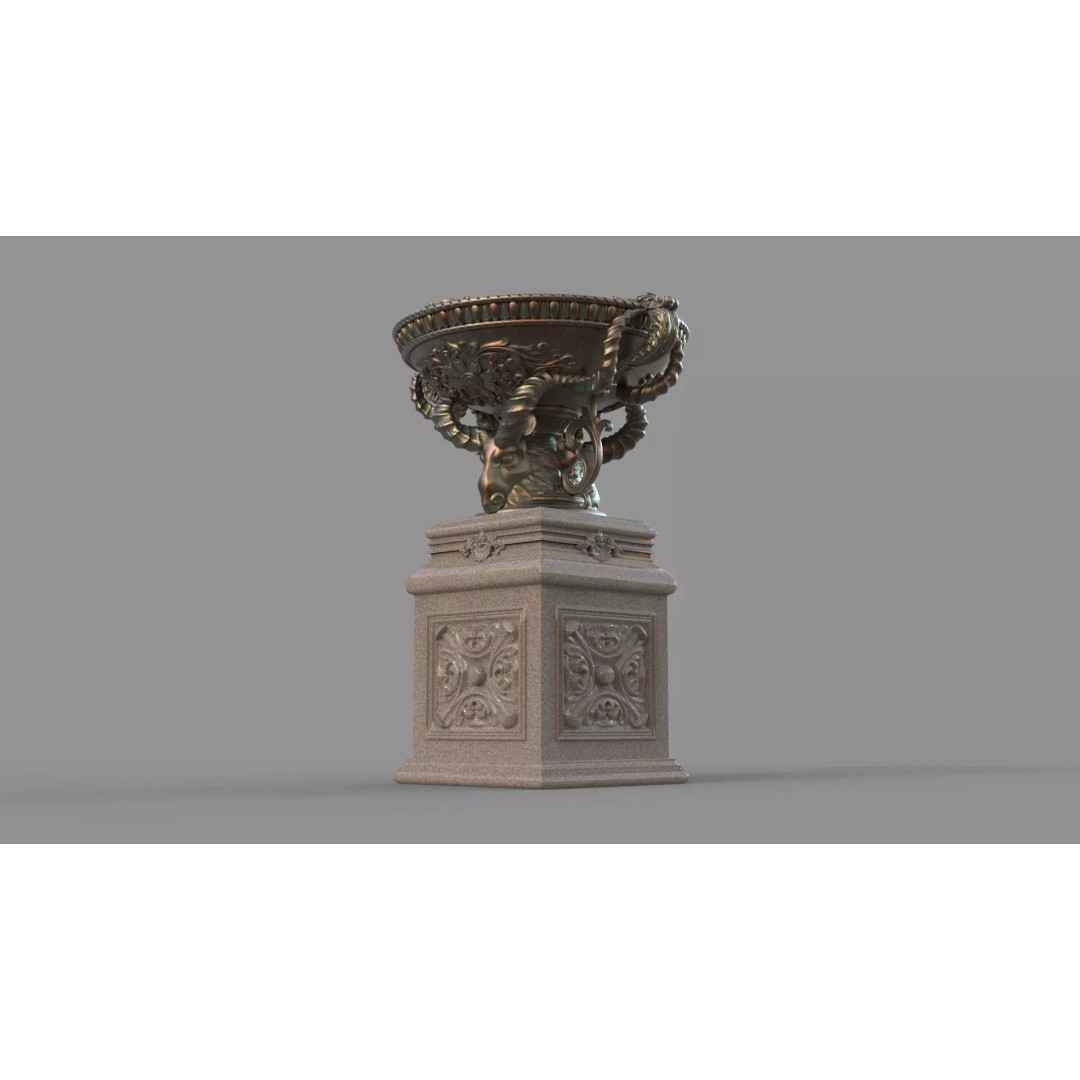 Classic Vase 3D Model – Baroque Style Decorative Planter, FBX - View 3