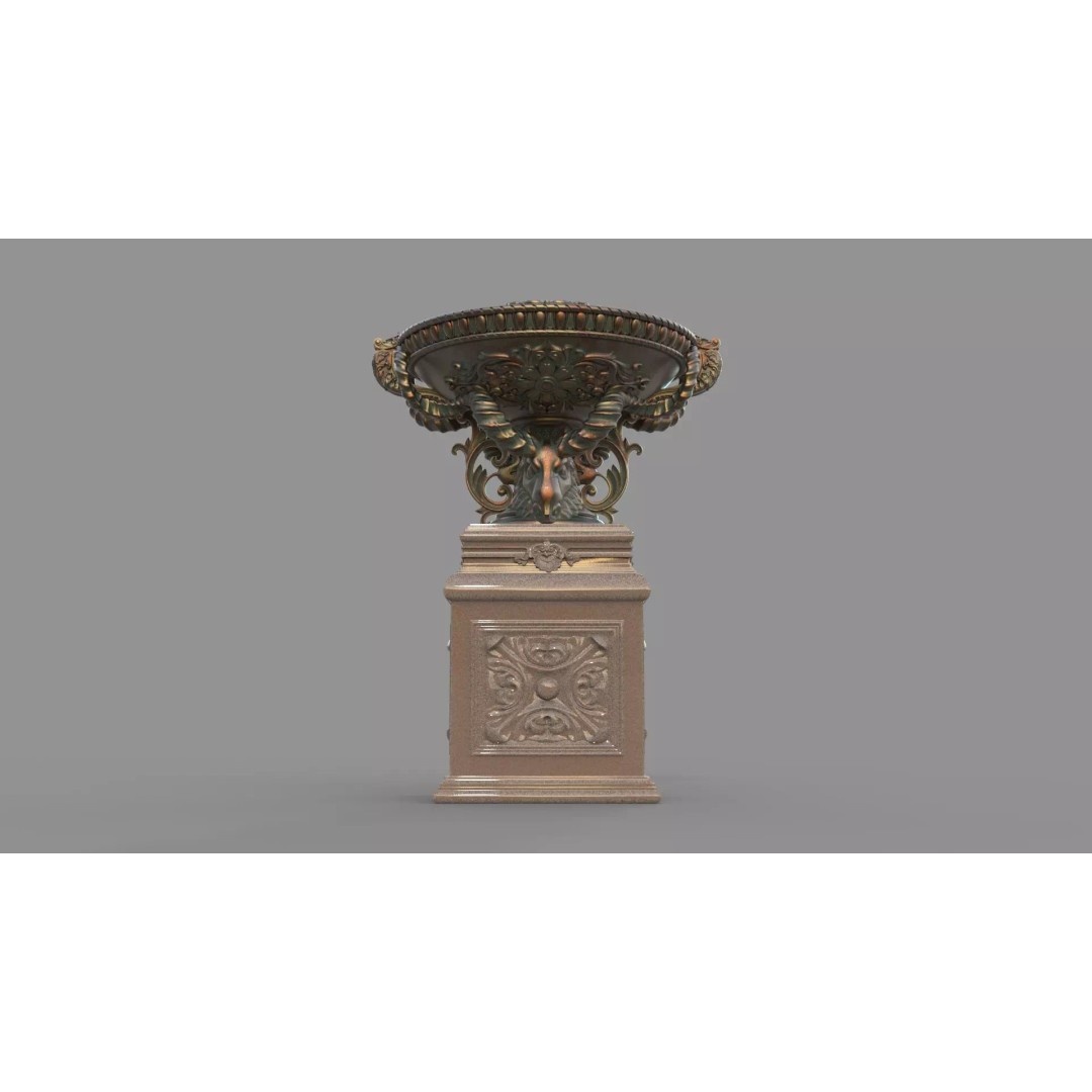 Classic Vase 3D Model – Baroque Style Decorative Planter, FBX - View 4