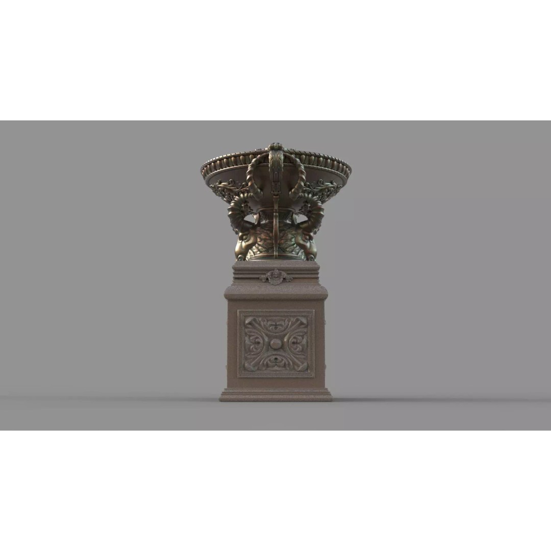Classic Vase 3D Model – Baroque Style Decorative Planter, FBX - View 5