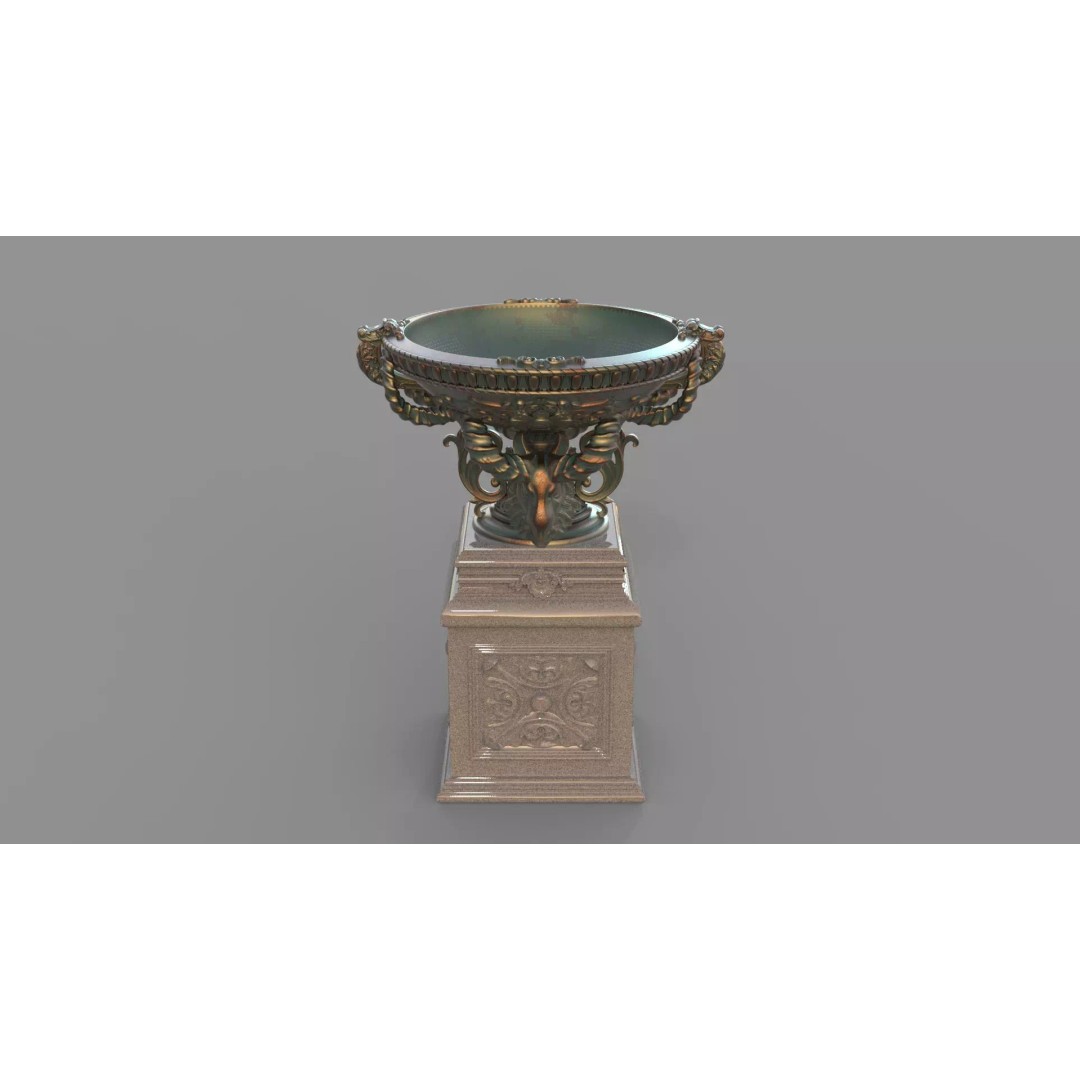 Classic Vase 3D Model – Baroque Style Decorative Planter, FBX - View 6