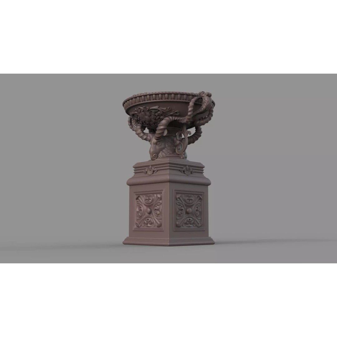 Classic Vase 3D Model – Baroque Style Decorative Planter, FBX - View 8