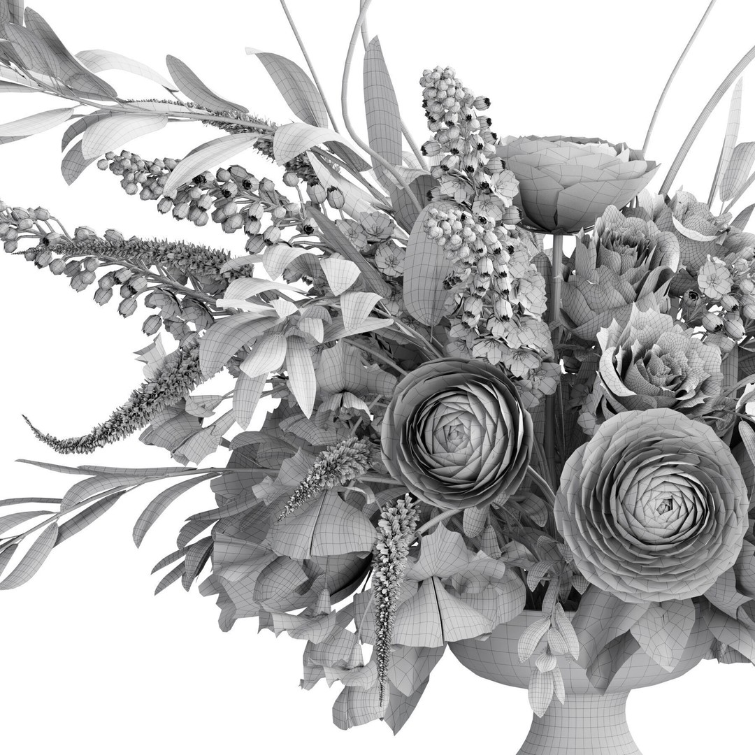 Flower In Vase 3D Model – High Poly Decorative Indoor Plant, FBX, OBJ