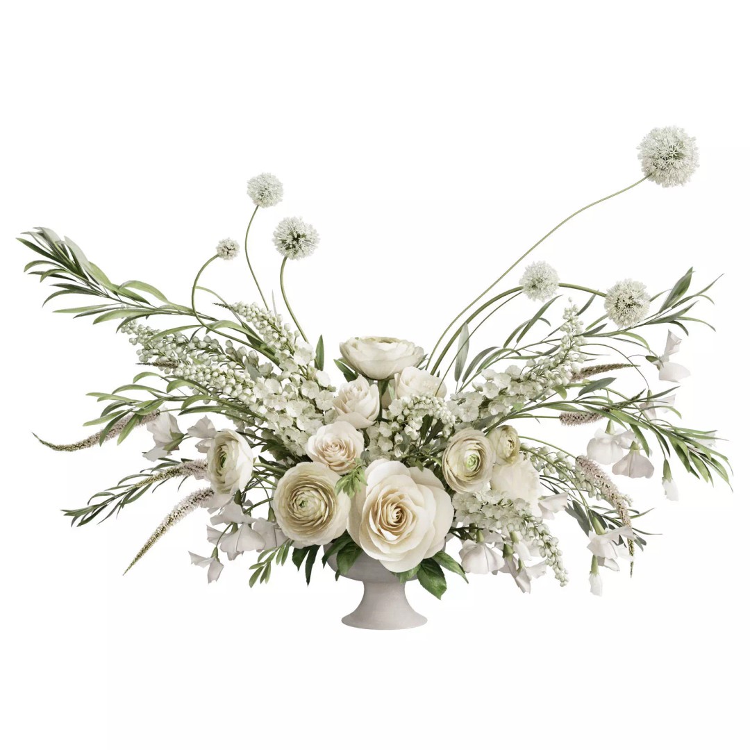 Flower In Vase 3D Model – High Poly Decorative Indoor Plant, FBX, OBJ - View 2