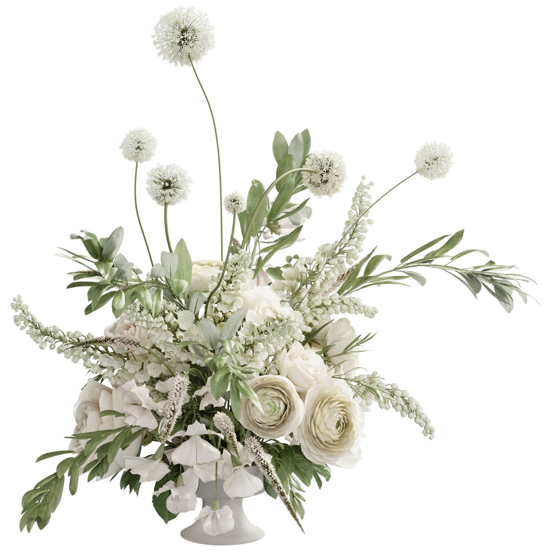 Flower In Vase 3D Model – High Poly Decorative Indoor Plant, FBX, OBJ - View 4