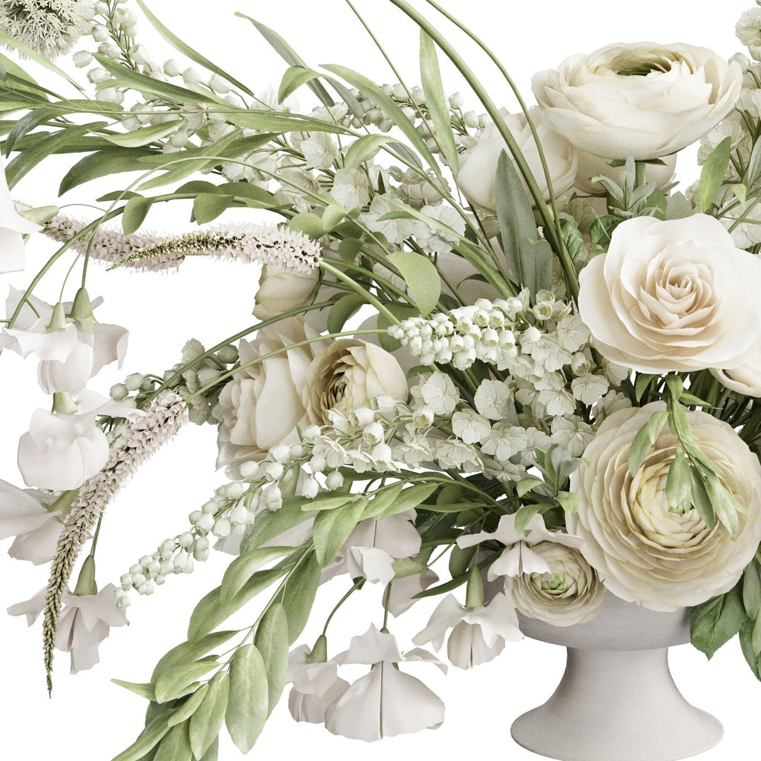 Flower In Vase 3D Model – High Poly Decorative Indoor Plant, FBX, OBJ - View 5