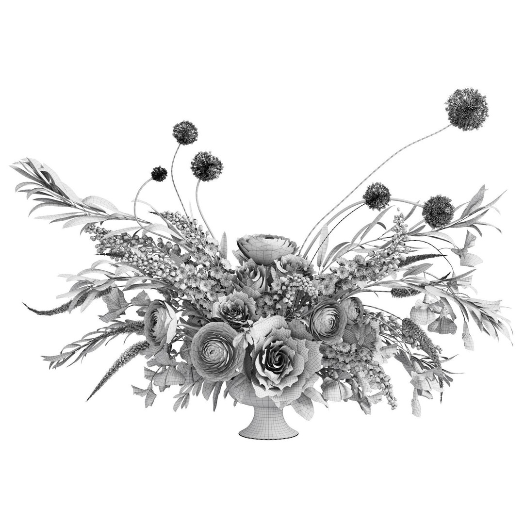 Flower In Vase 3D Model – High Poly Decorative Indoor Plant, FBX, OBJ - View 7