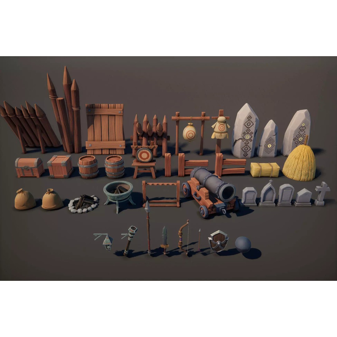 Medieval Fort and Castle 3D Model – Stylized Low-Poly Game Asset, FBX - View 15