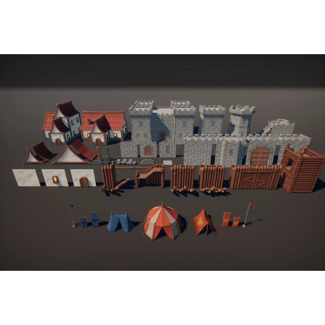 Medieval Fort and Castle 3D Model – Stylized Low-Poly Game Asset, FBX - View 16