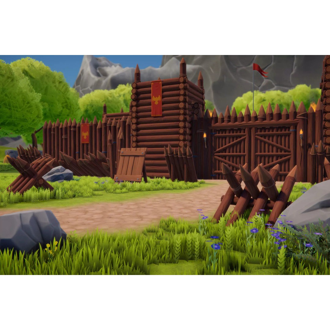 Medieval Fort and Castle 3D Model – Stylized Low-Poly Game Asset, FBX - View 2