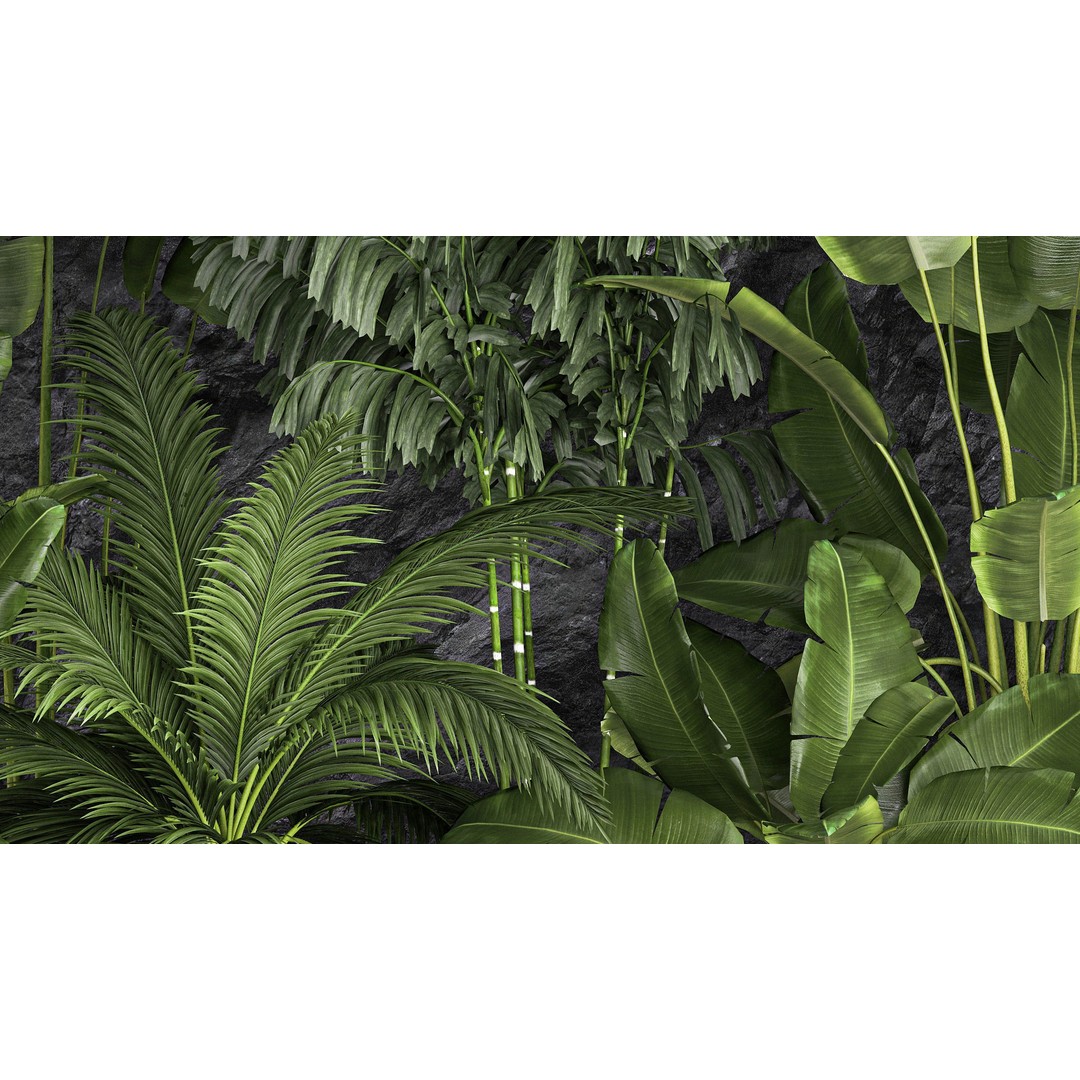 Tropical Home Garden 3D Model – Stylish Landscape with Rock Wall, FBX - View 7