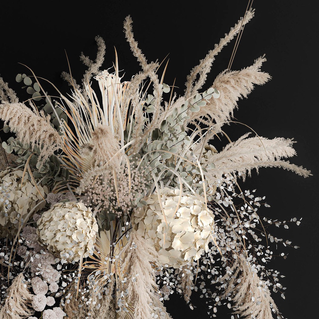 Hanging Bouquet of Dried Flowers 3D Model – Wedding Decor, PBR Textures - View 11