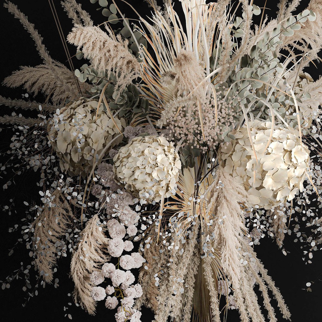 Hanging Bouquet of Dried Flowers 3D Model – Wedding Decor, PBR Textures - View 12