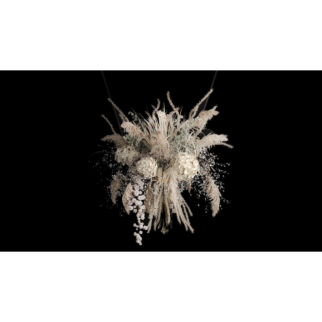 Hanging Bouquet of Dried Flowers 3D Model – Wedding Decor, PBR Textures - View 3