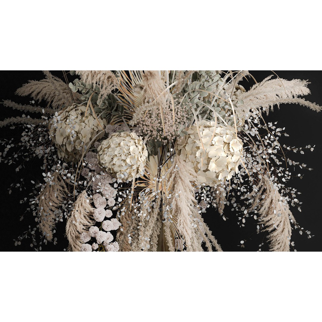 Hanging Bouquet of Dried Flowers 3D Model – Wedding Decor, PBR Textures - View 4