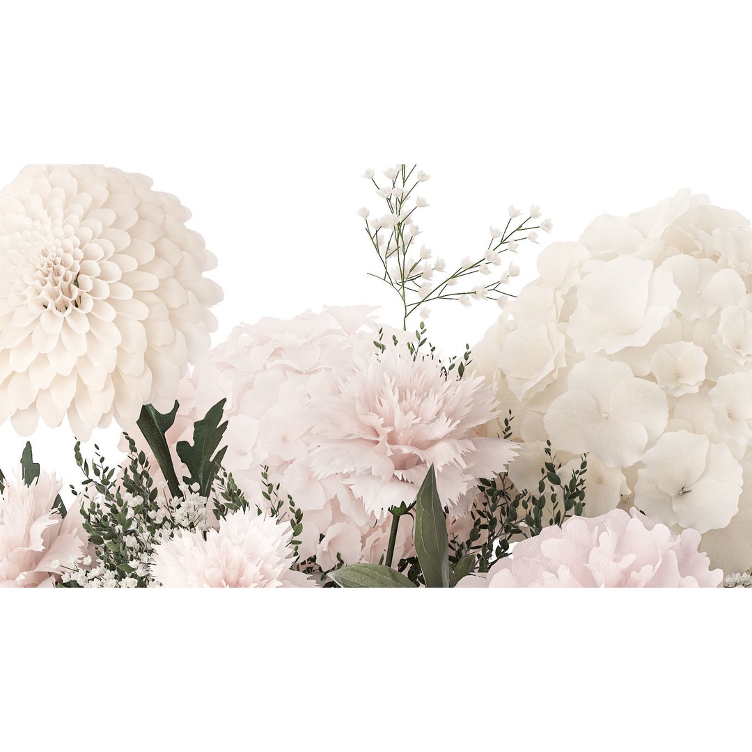 Pink Bouquet 3D Model – Decorative Floral Arrangement in Glass Vase - View 5