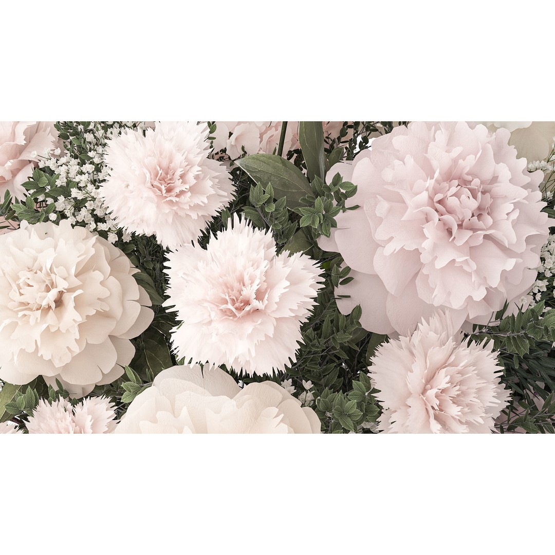 Pink Bouquet 3D Model – Decorative Floral Arrangement in Glass Vase - View 9