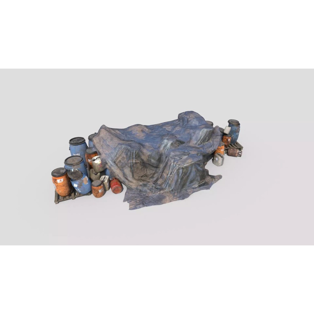 Old Industrial Barrels 3D Model – Realistic PBR Asset, FBX & OBJ - View 11