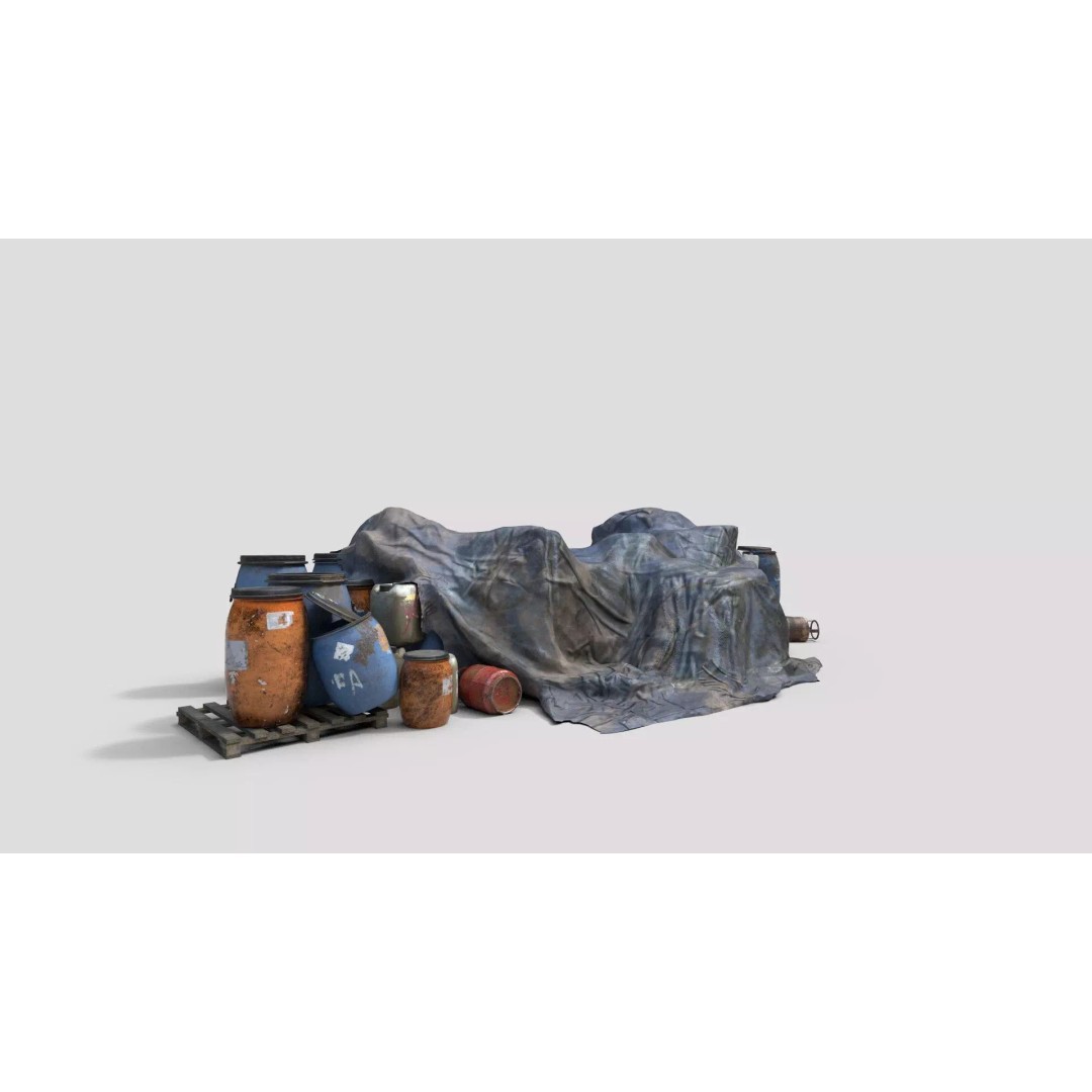 Old Industrial Barrels 3D Model – Realistic PBR Asset, FBX & OBJ - View 4