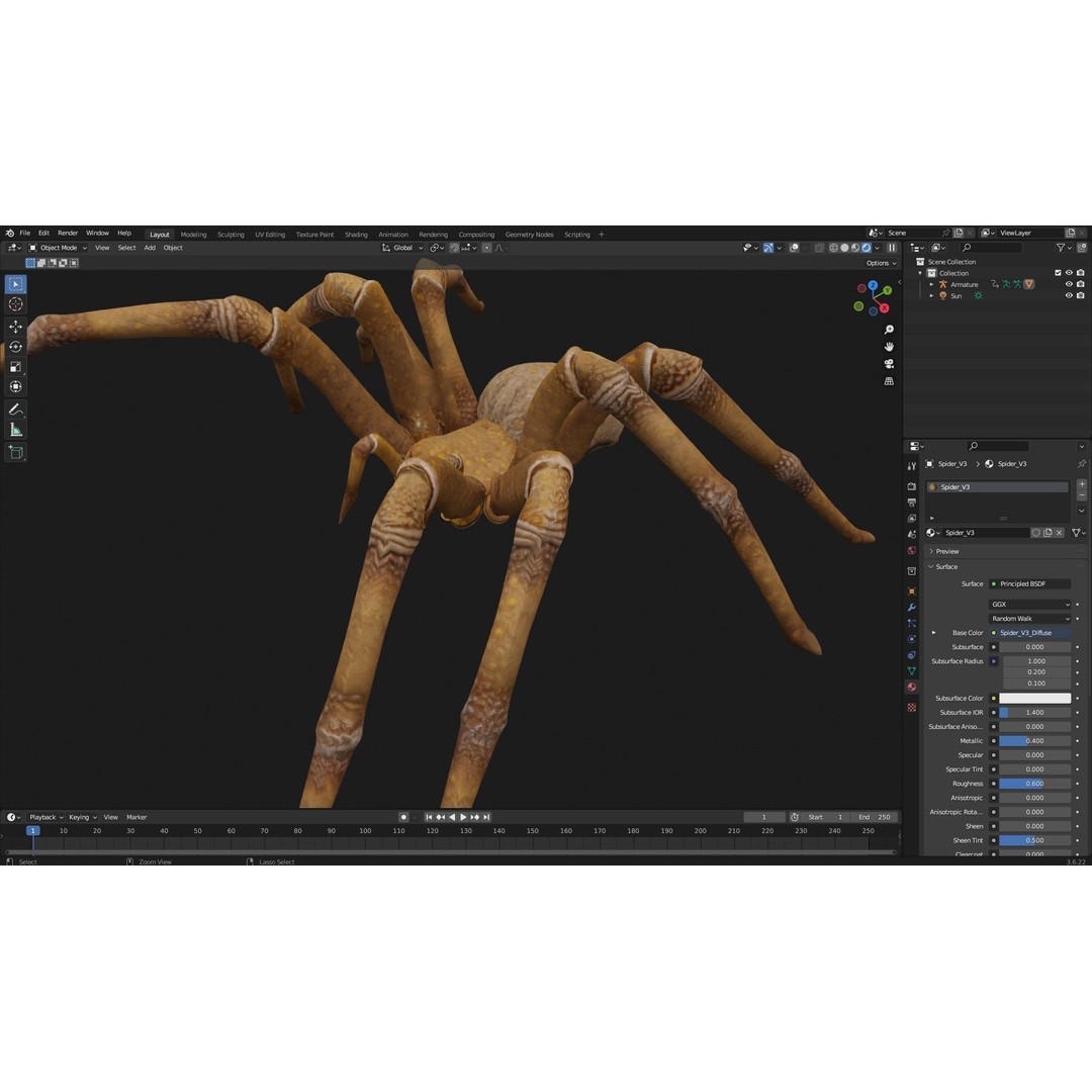 Spider 3D Model – Rigged Animated Character for Unity and Blender