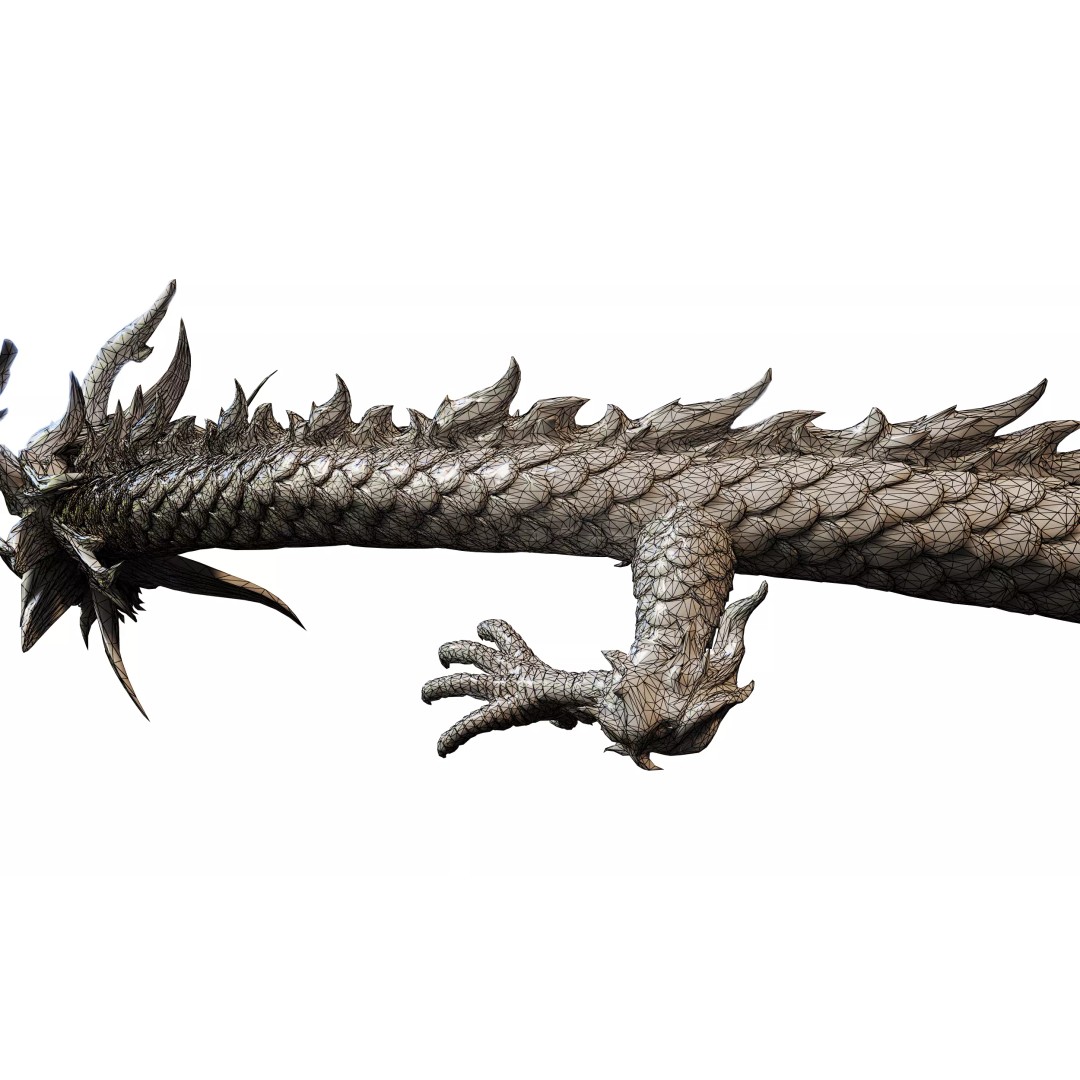 Legendary Golden Chinese Dragon 3D Model – High Poly PBR Asset, FBX, OBJ - View 12