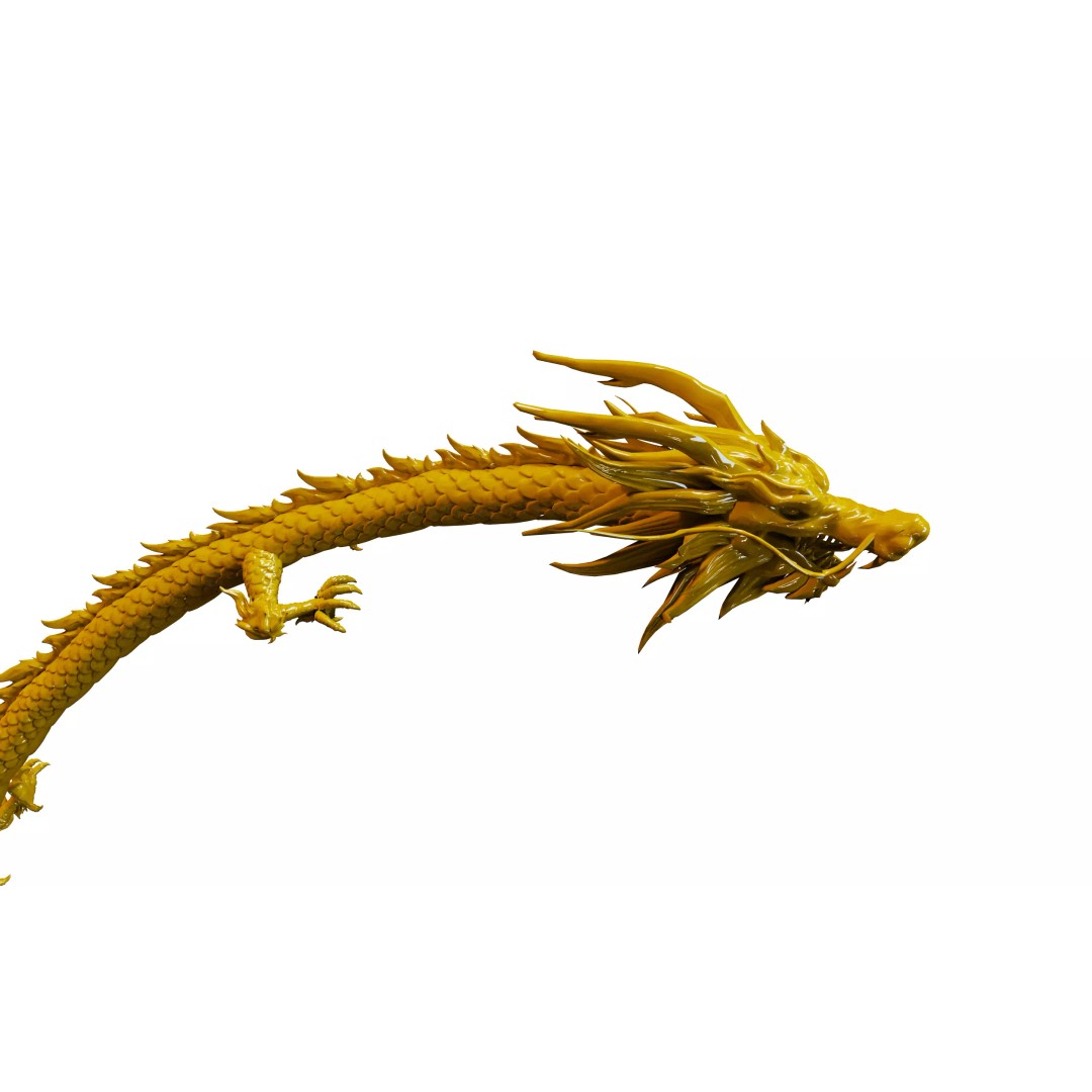 Legendary Golden Chinese Dragon 3D Model – High Poly PBR Asset, FBX, OBJ - View 4