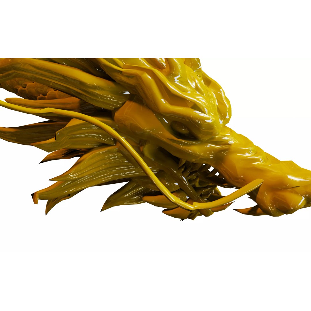 Legendary Golden Chinese Dragon 3D Model – High Poly PBR Asset, FBX, OBJ - View 5