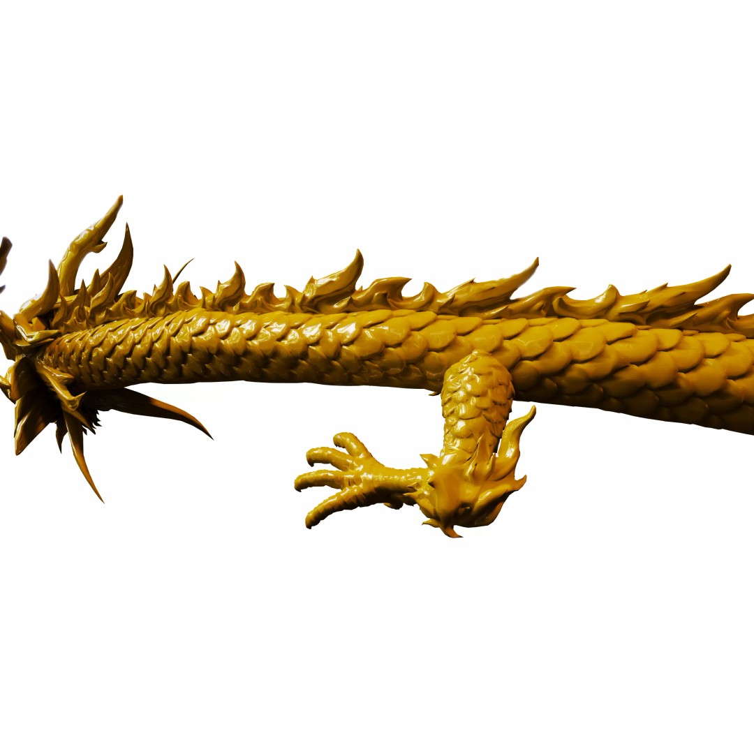 Legendary Golden Chinese Dragon 3D Model – High Poly PBR Asset, FBX, OBJ - View 6