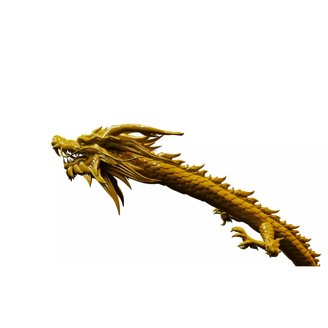 Legendary Golden Chinese Dragon 3D Model – High Poly PBR Asset, FBX, OBJ - View 7