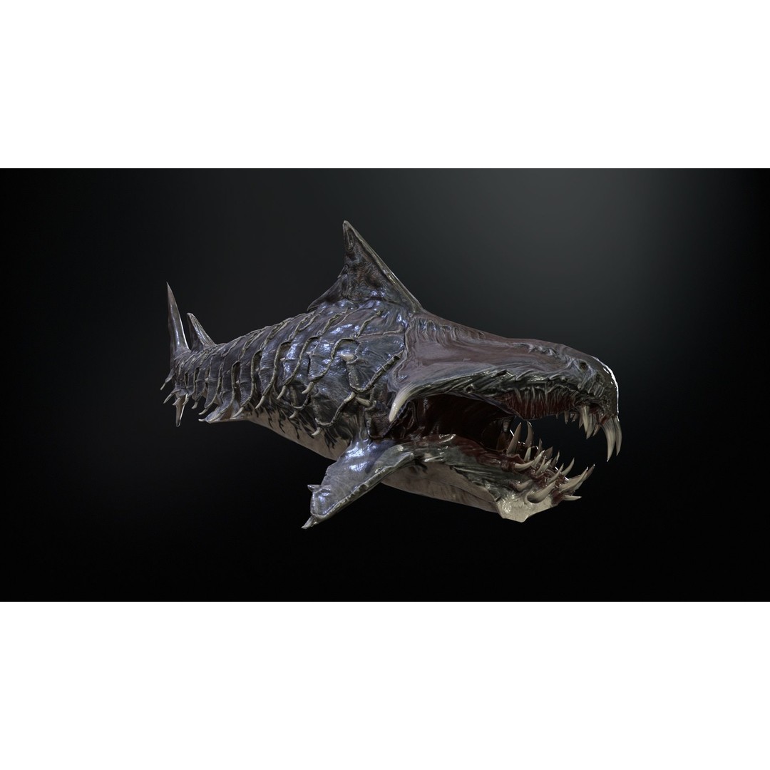 AlienShark 7 3D Model – Low Poly Game Asset, Rigged, FBX - View 11