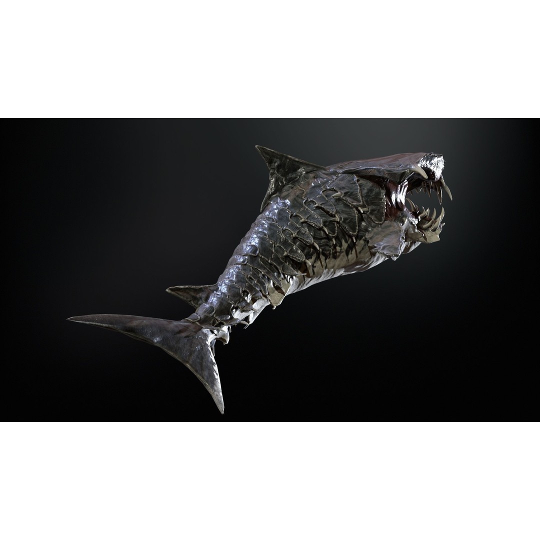 AlienShark 7 3D Model – Low Poly Game Asset, Rigged, FBX - View 12