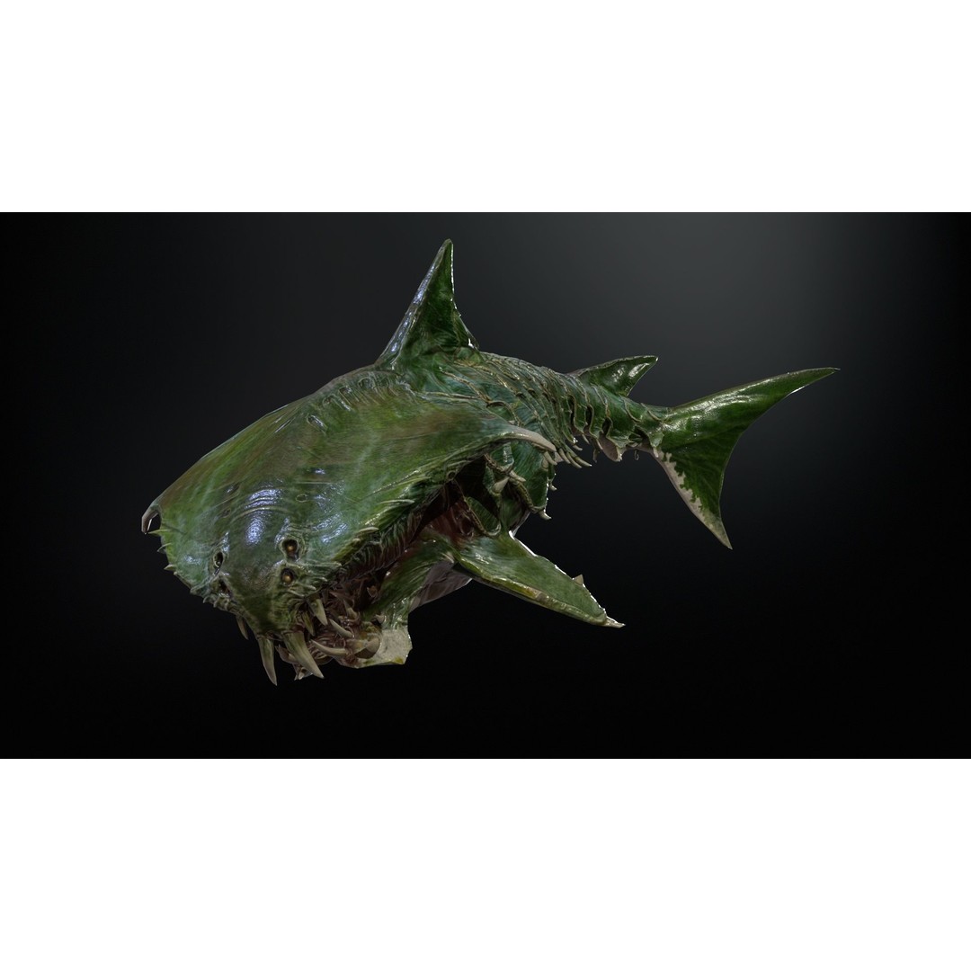 AlienShark 7 3D Model – Low Poly Game Asset, Rigged, FBX - View 14