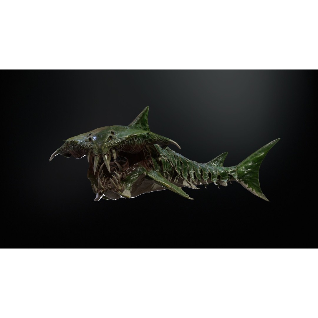 AlienShark 7 3D Model – Low Poly Game Asset, Rigged, FBX - View 19