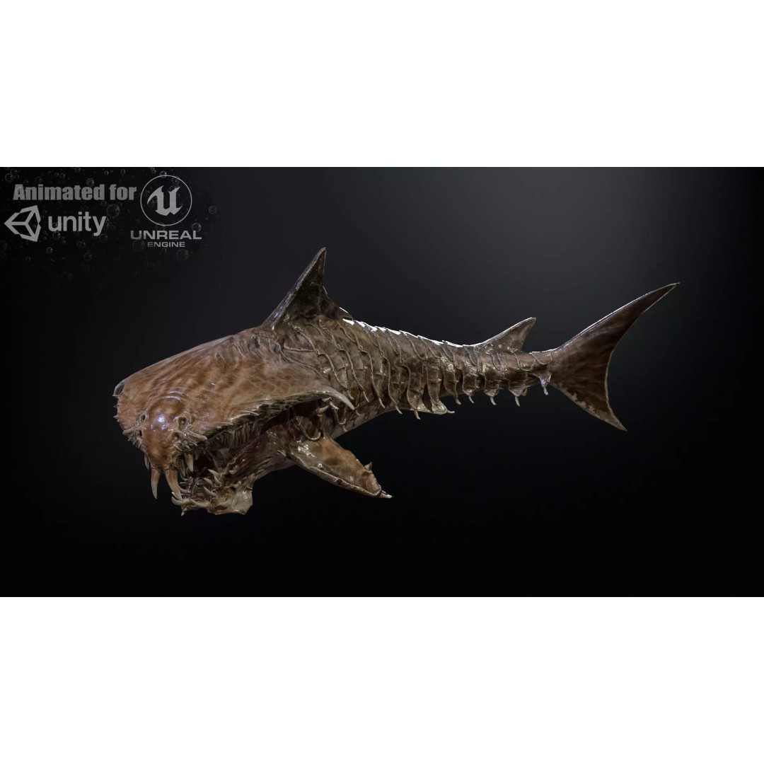 AlienShark 7 3D Model – Low Poly Game Asset, Rigged, FBX - View 2
