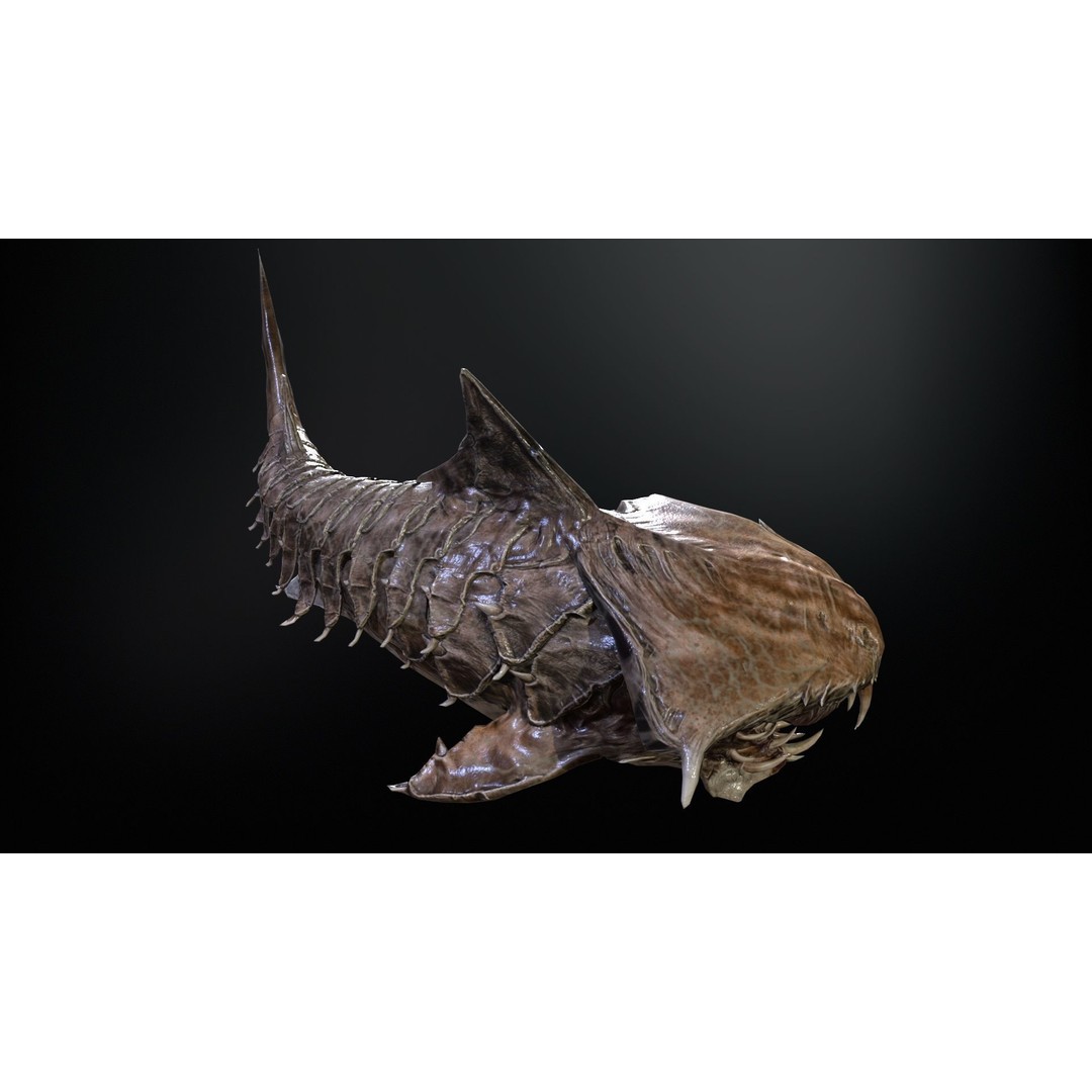 AlienShark 7 3D Model – Low Poly Game Asset, Rigged, FBX - View 22