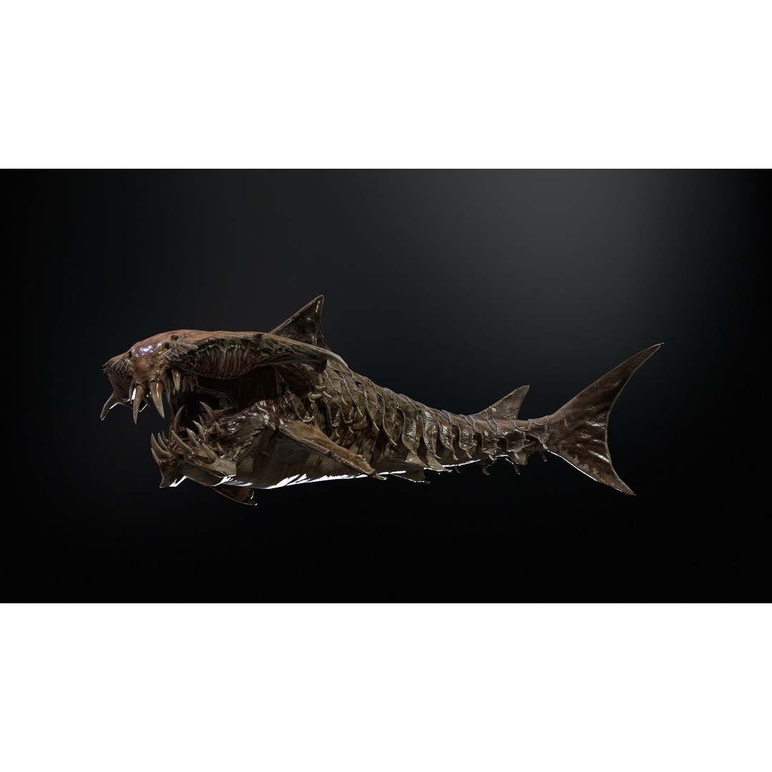AlienShark 7 3D Model – Low Poly Game Asset, Rigged, FBX - View 23