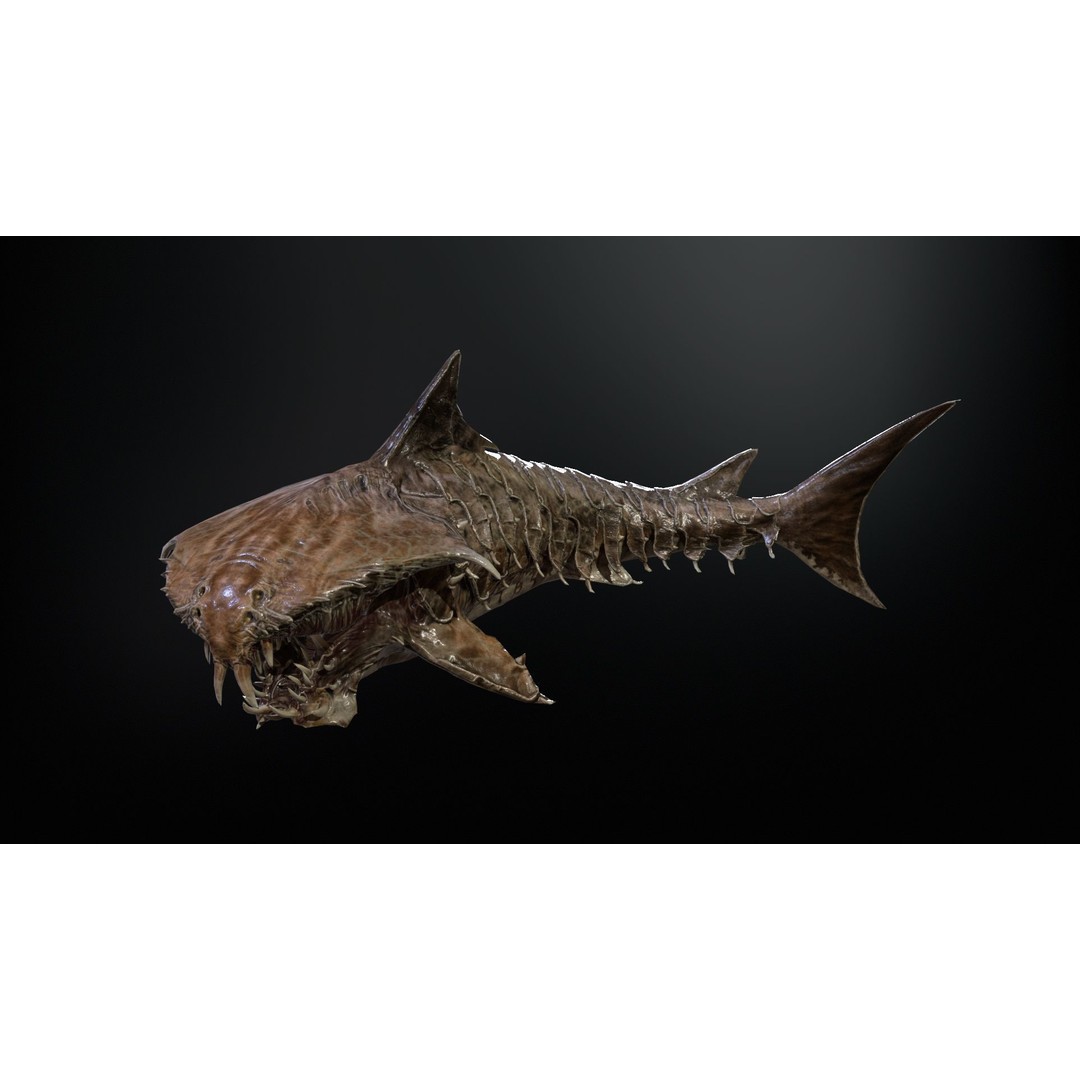 AlienShark 7 3D Model – Low Poly Game Asset, Rigged, FBX - View 24
