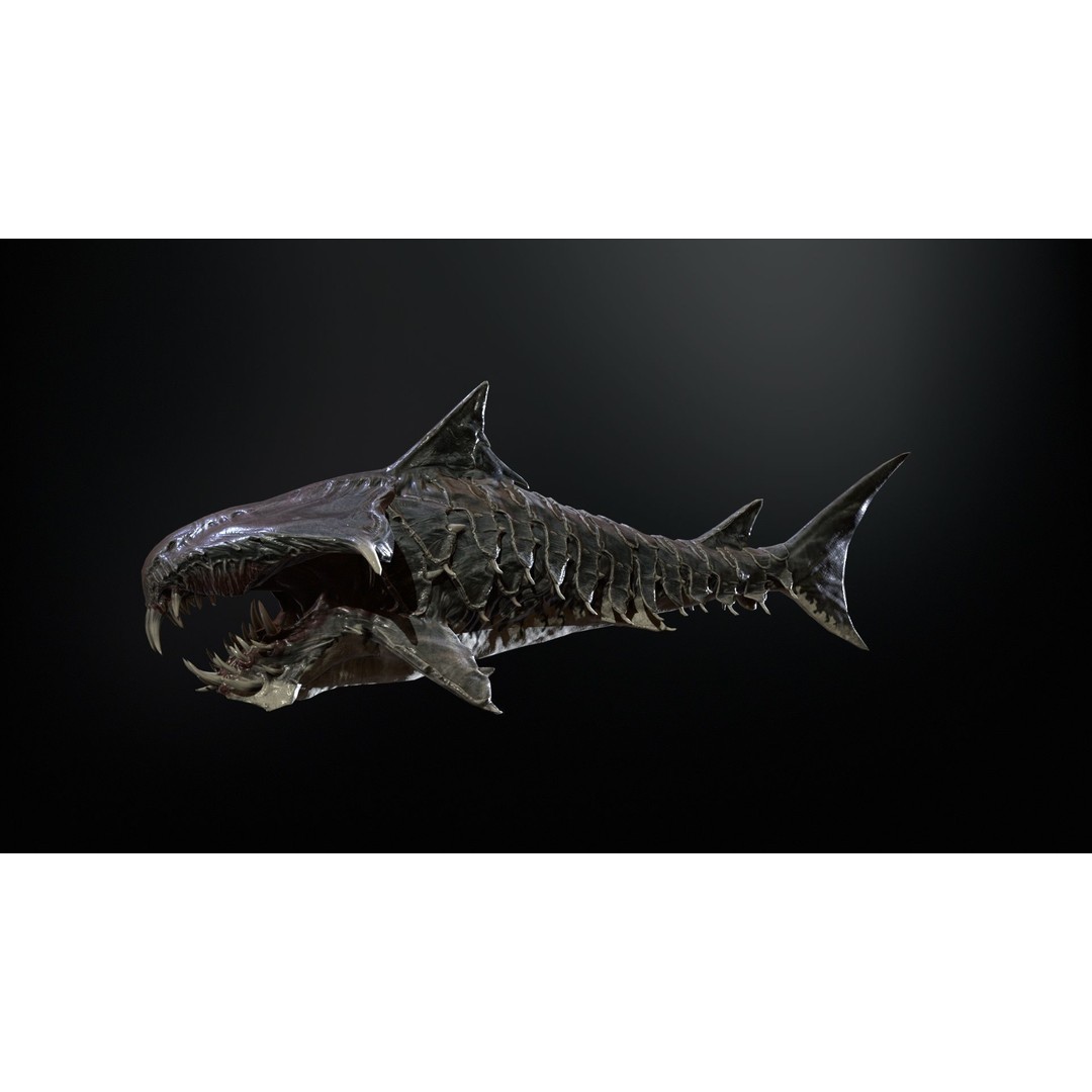 AlienShark 7 3D Model – Low Poly Game Asset, Rigged, FBX - View 25