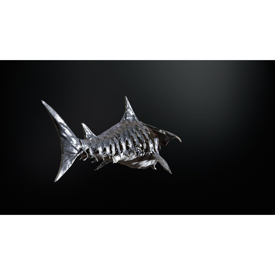 AlienShark 7 3D Model – Low Poly Game Asset, Rigged, FBX - View 26