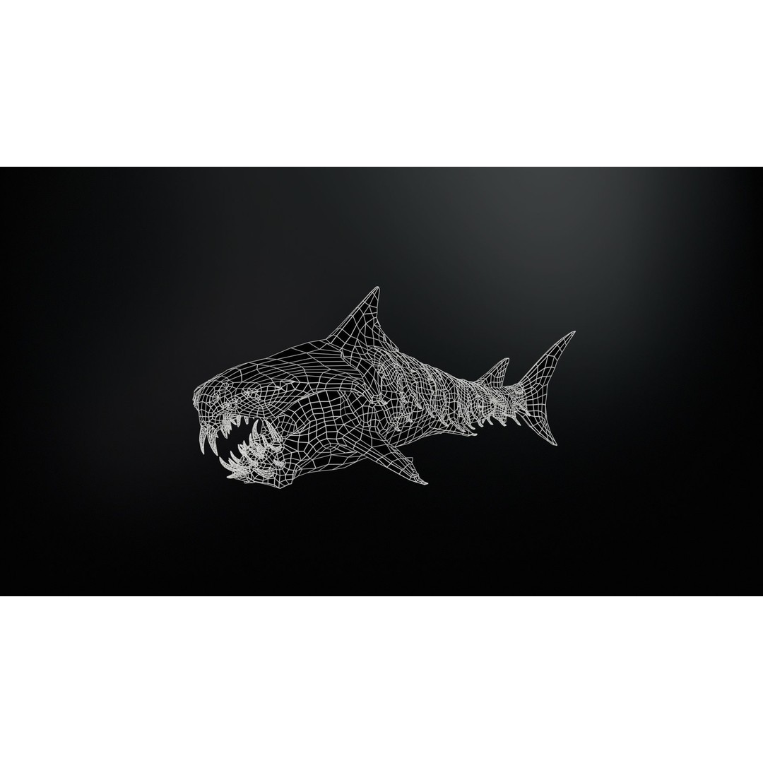 AlienShark 7 3D Model – Low Poly Game Asset, Rigged, FBX - View 28