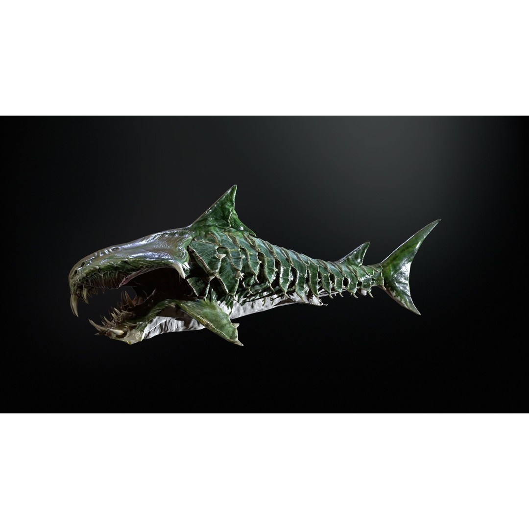 AlienShark 7 3D Model – Low Poly Game Asset, Rigged, FBX - View 29