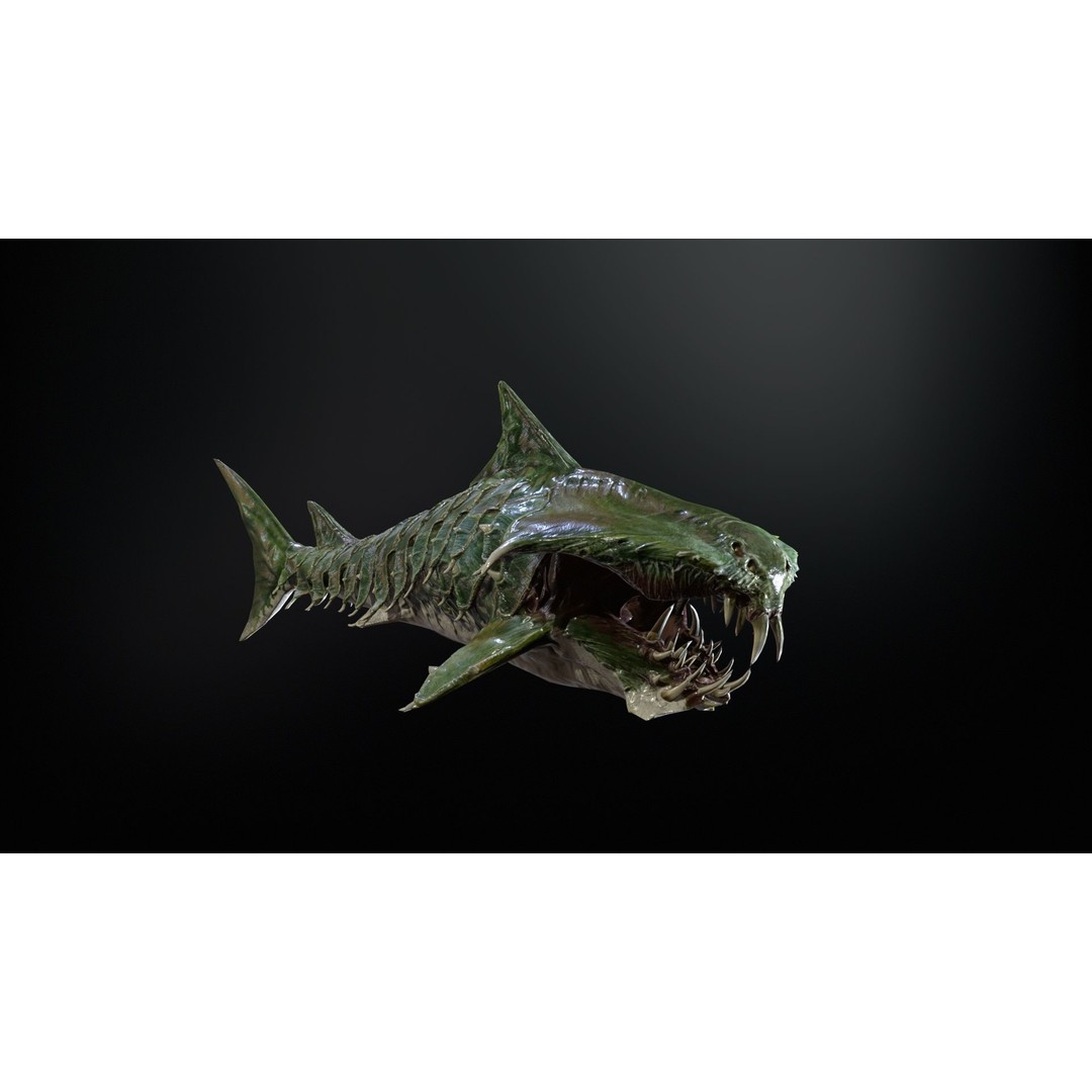 AlienShark 7 3D Model – Low Poly Game Asset, Rigged, FBX - View 30