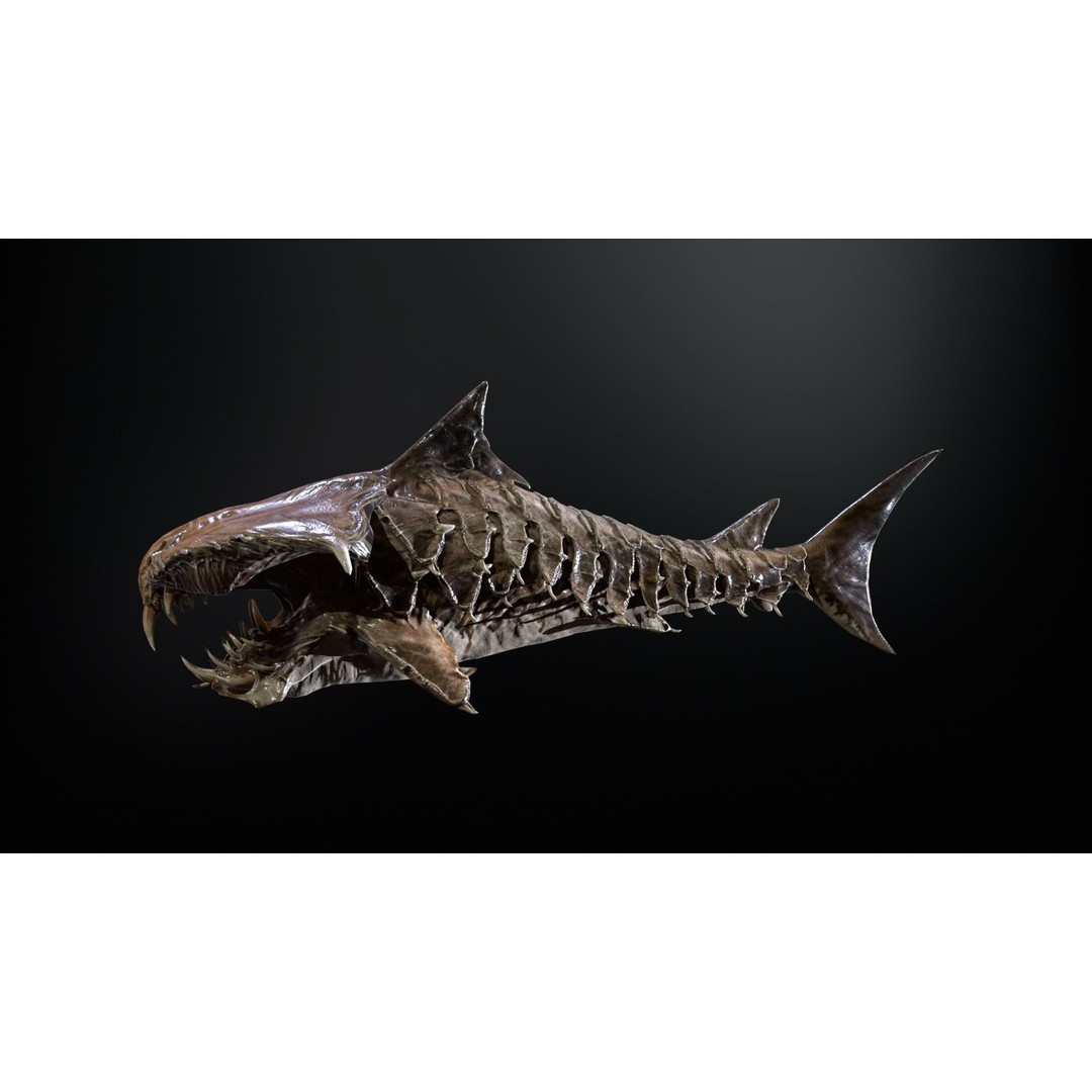 AlienShark 7 3D Model – Low Poly Game Asset, Rigged, FBX - View 32