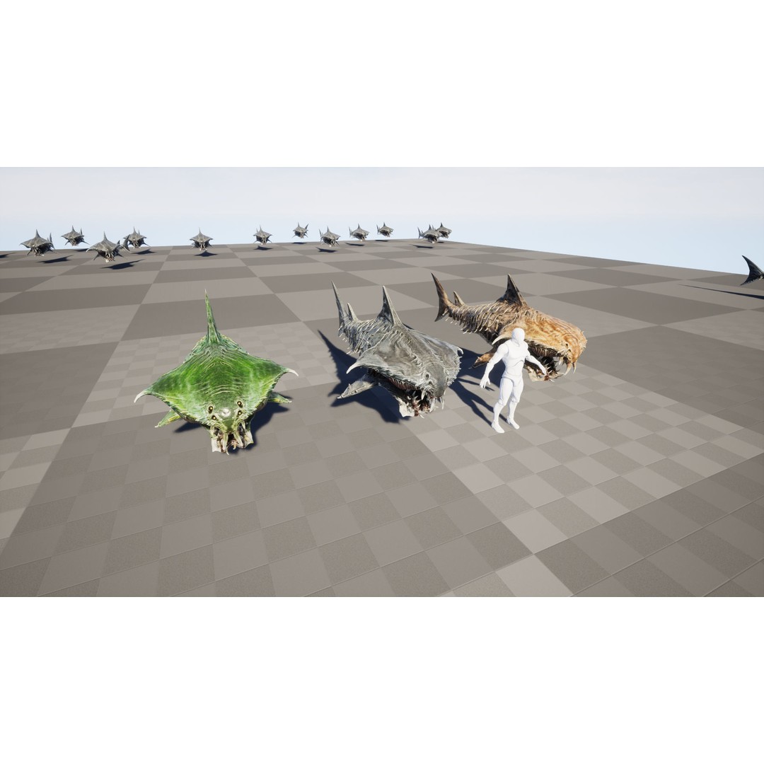 AlienShark 7 3D Model – Low Poly Game Asset, Rigged, FBX - View 33