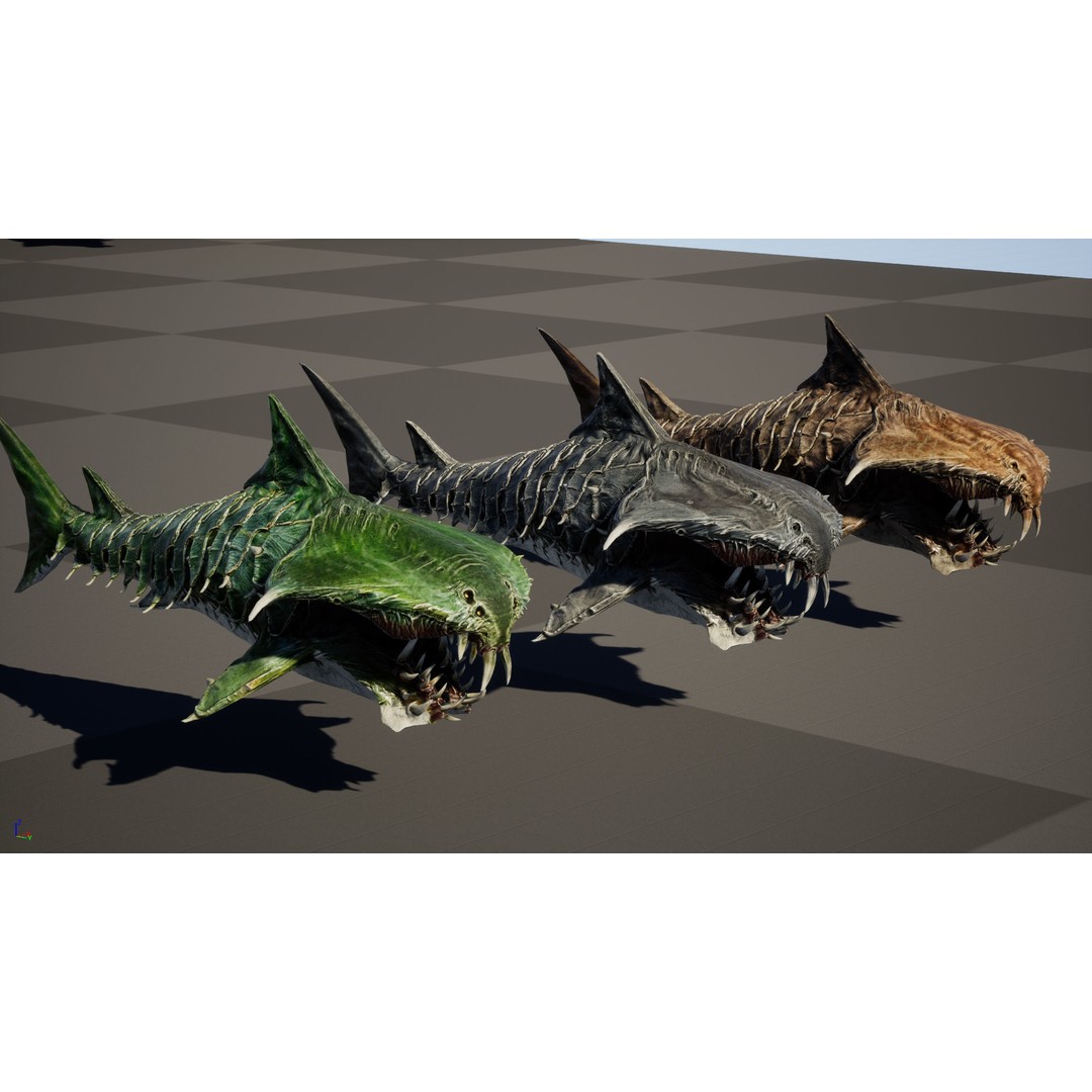 AlienShark 7 3D Model – Low Poly Game Asset, Rigged, FBX - View 35