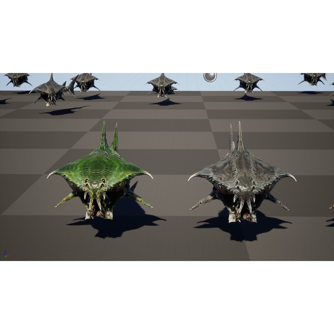 AlienShark 7 3D Model – Low Poly Game Asset, Rigged, FBX - View 36