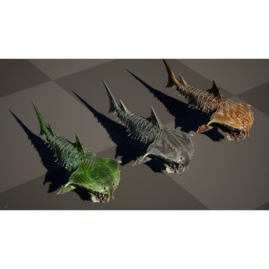 AlienShark 7 3D Model – Low Poly Game Asset, Rigged, FBX - View 37